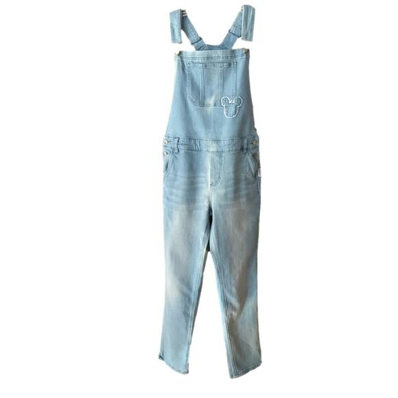 Disney Women's Jeans Mickey Mouse 28 Overalls Blue Long Bibs XS NWT - Picture 5 of 15